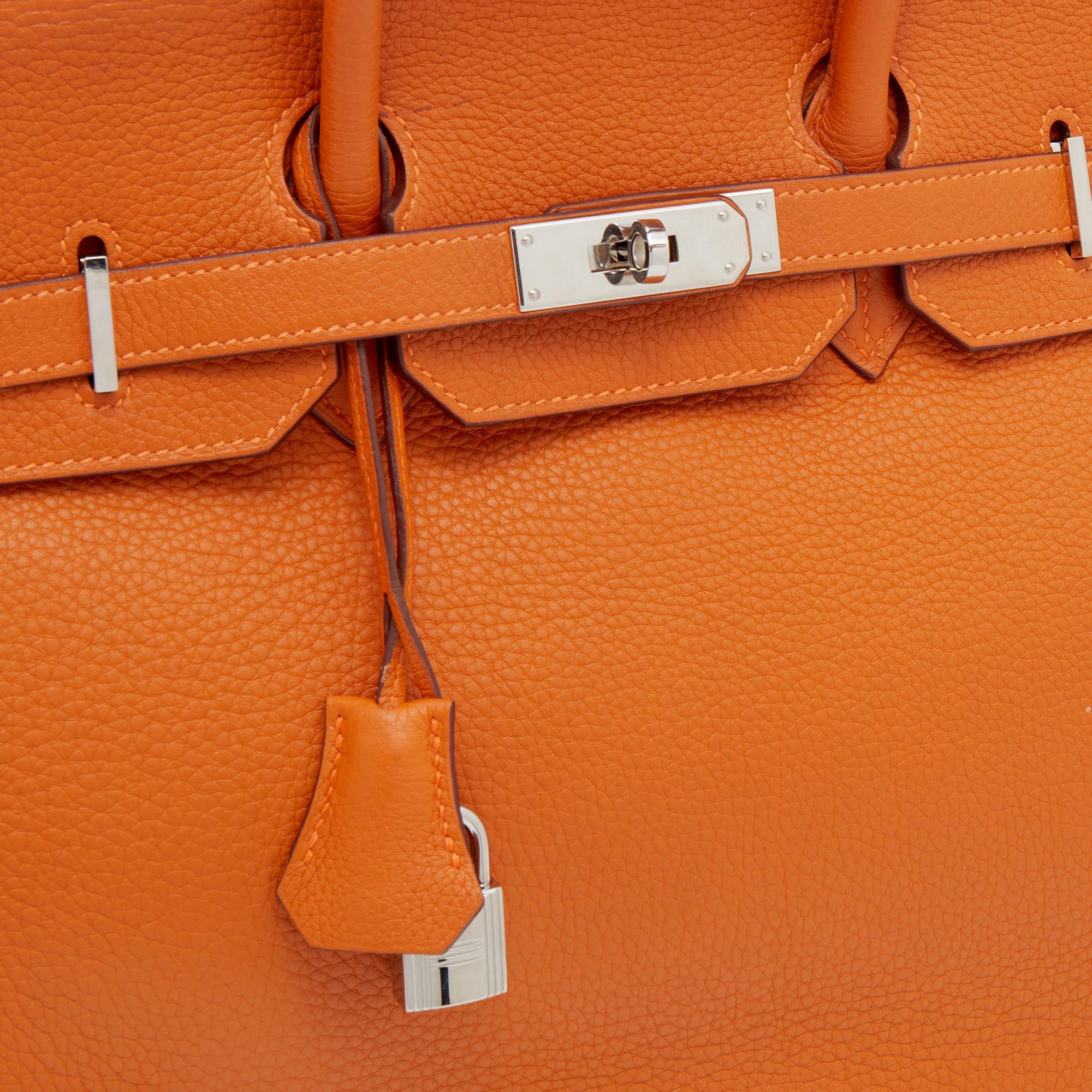 Potiron Taurillon Clemence Birkin 35 Tasche aus Leder mit Palladium-Finish 10