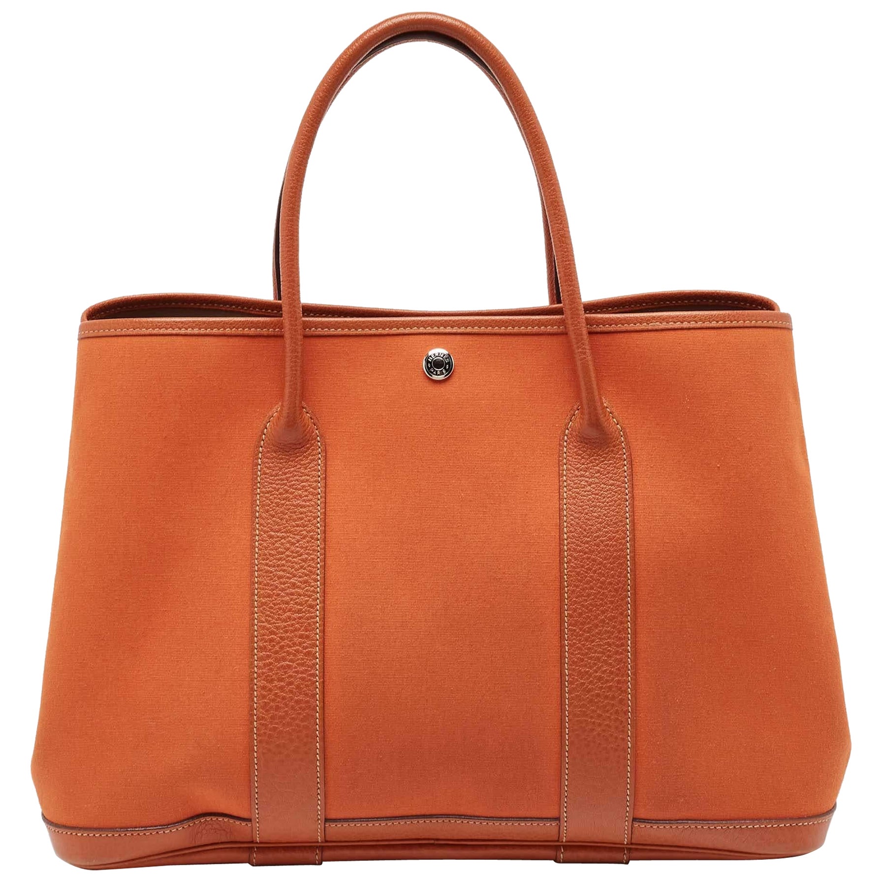 Hermes Potiron Toile and Negonda Leather Garden Party 36 Bag