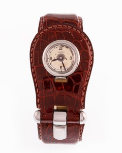 Hermès Pour Le Sport Ladies Wrist Watch in Steel with Crocodile Skin Bracelet
