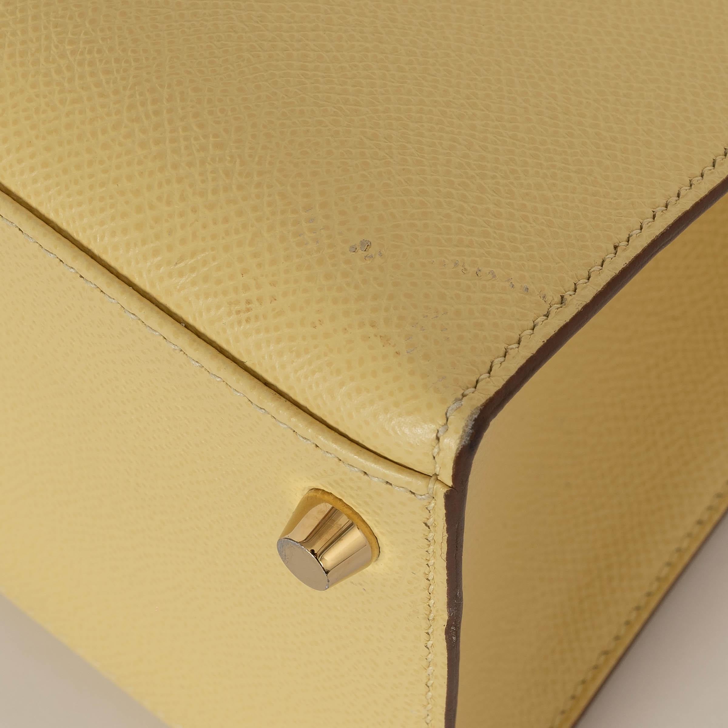 HERMES Poussin yellow Epsom leather KELLY 28 SELLIER Bag Ghw For Sale 5