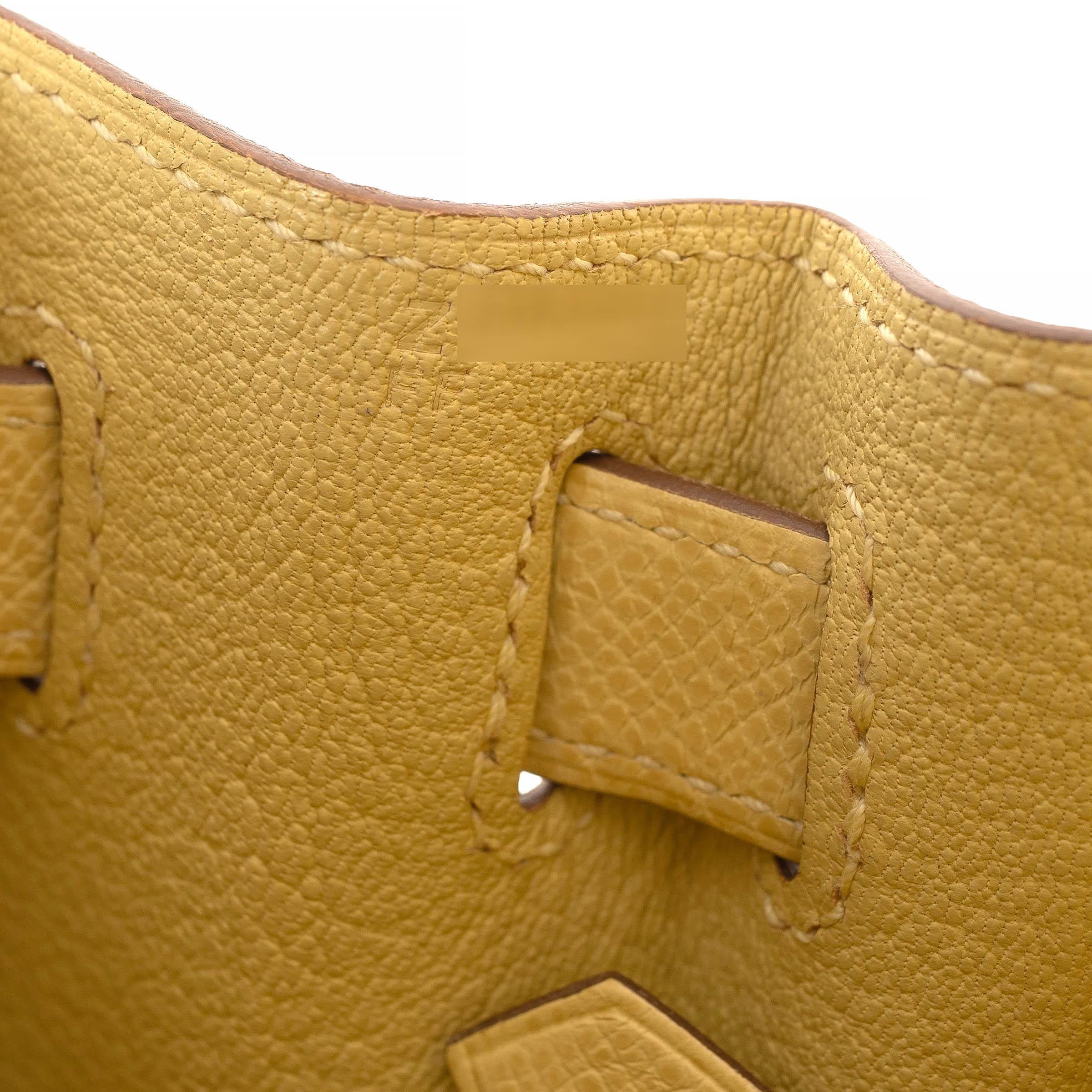 HERMES Poussin yellow Epsom leather KELLY 28 SELLIER Bag Ghw For Sale 4