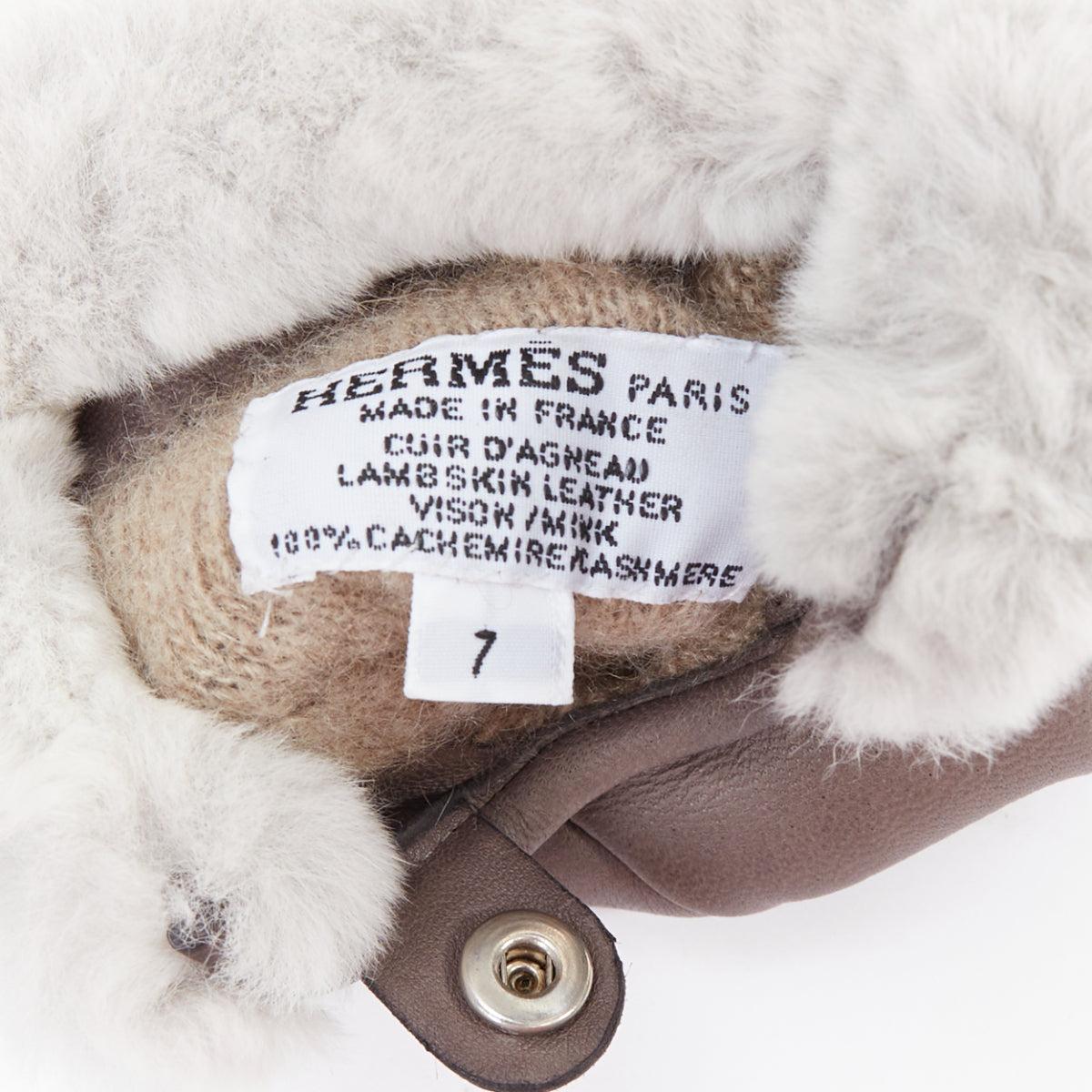 Donna Guanti HERMES Princesse in pelle grigia swift hardware argento H lock Sz7 in vendita
