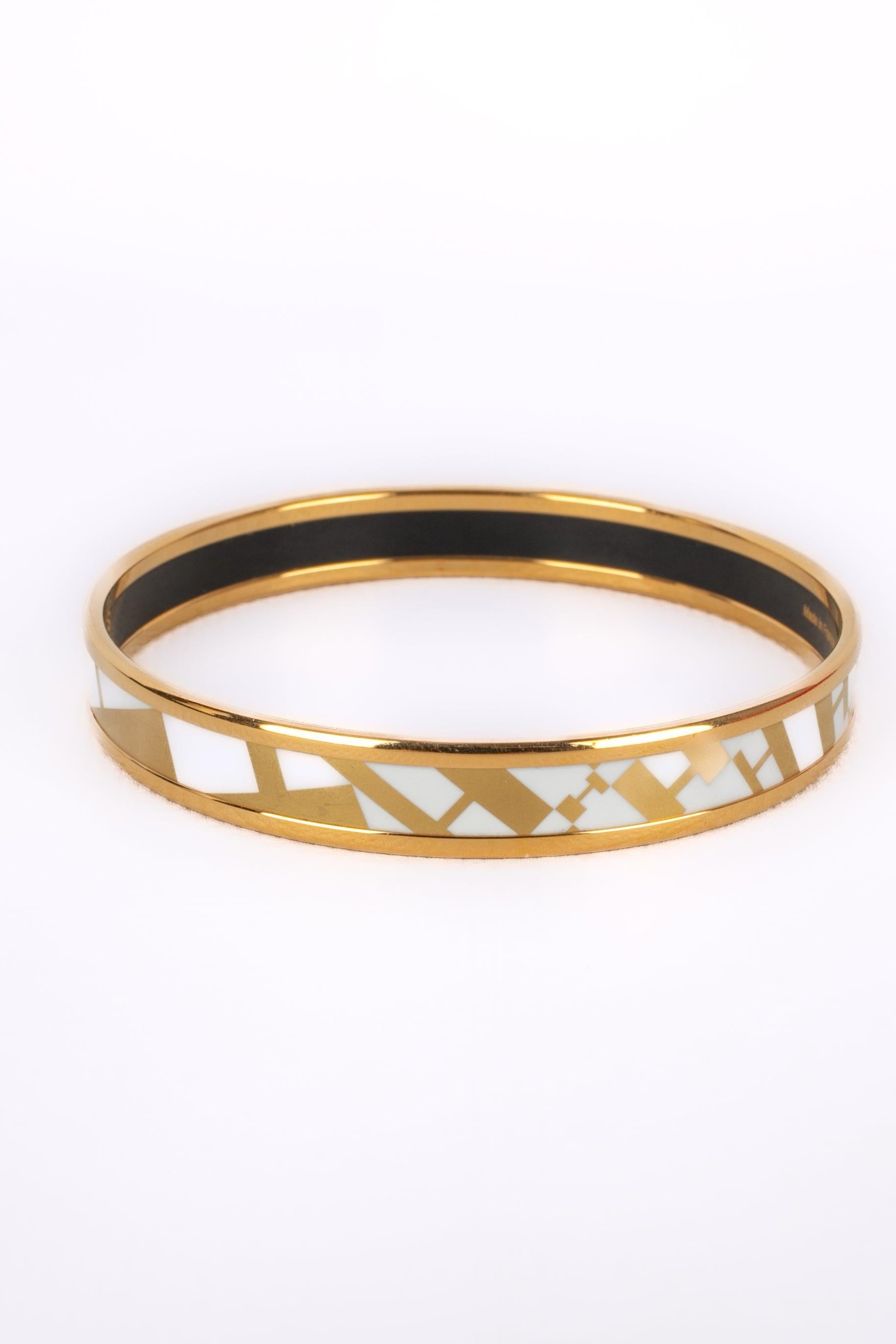 Hermès Printed Enamel Bangle Bracelet OP'H In Excellent Condition In SAINT-OUEN-SUR-SEINE, FR