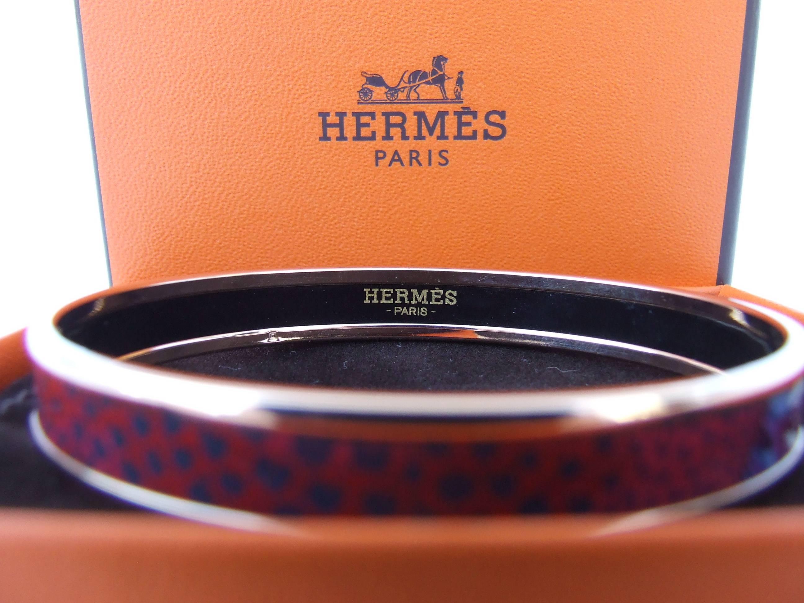 Women's Hermès Enamel Bracelet La Marche de Savana Surnaturel Rosé Gold Hdw Size 65  For Sale