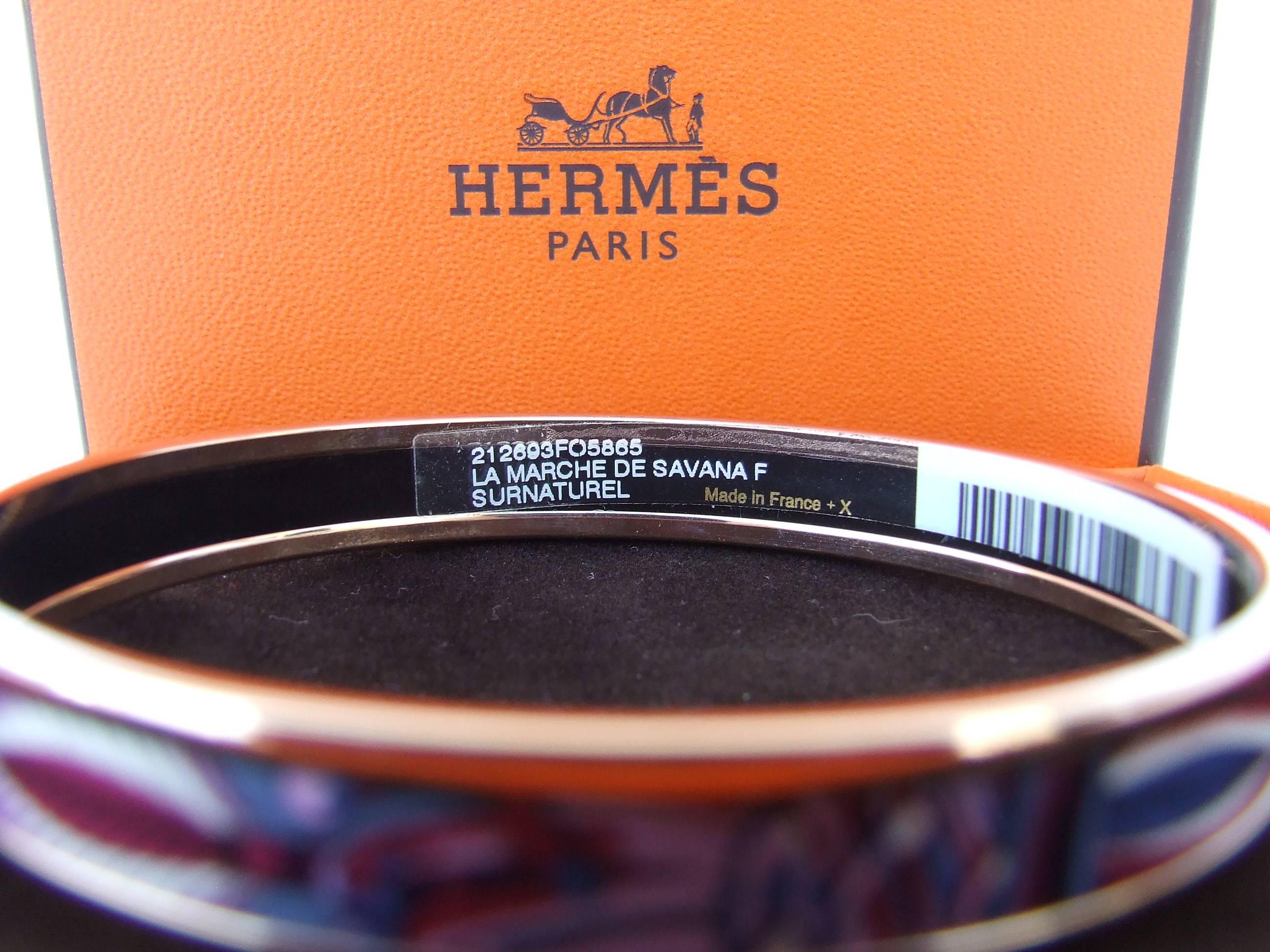 Hermès Emaille-Armband La Marche de Savana Surnaturel Rosé Gold Hdw Größe 65  im Angebot 4