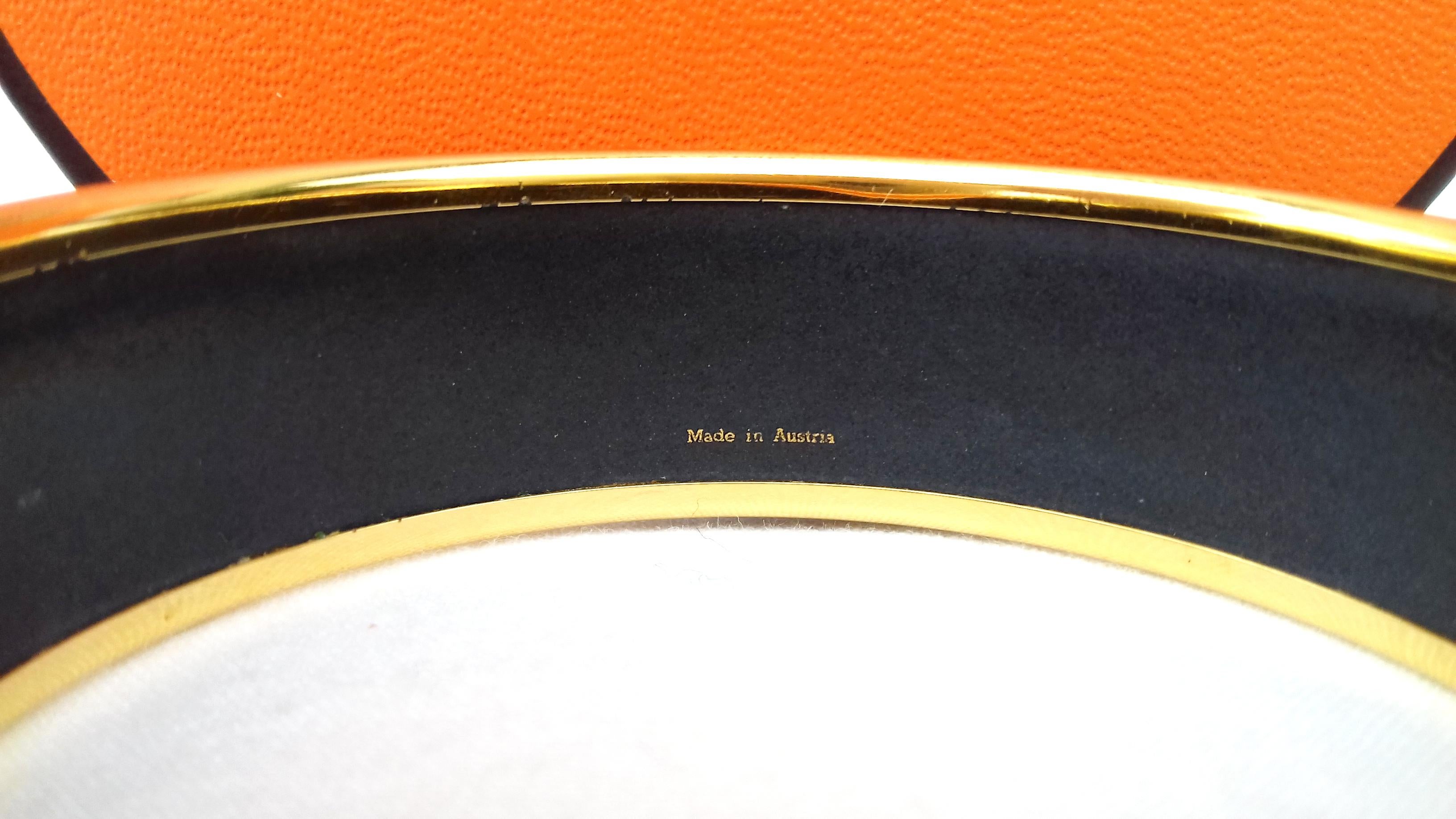 Hermès Printed Enamel Bracelet Tigers in the Herbs Joachim Metz GHW Size 65 RARE 6