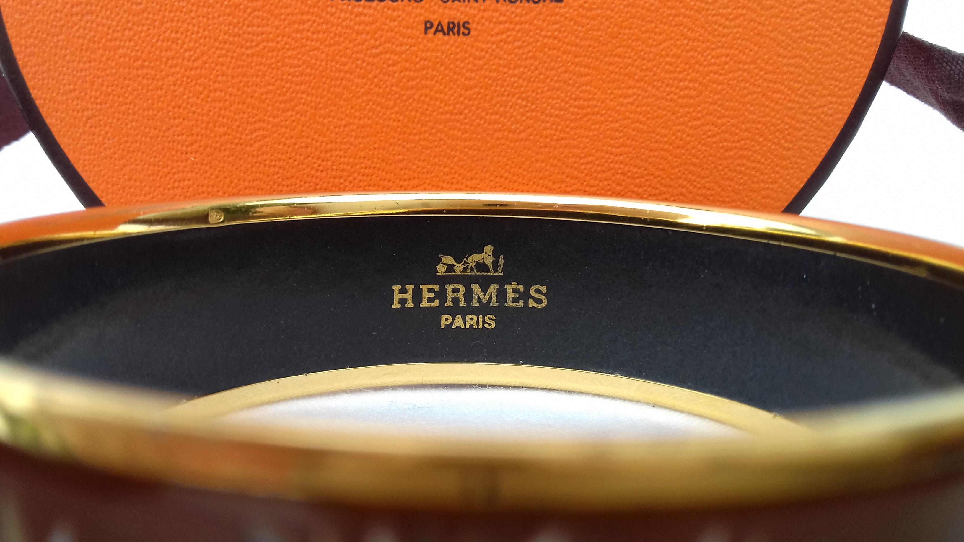 Hermès Printed Enamel Bracelet Tigers in the Herbs Joachim Metz GHW Size 65 RARE 4