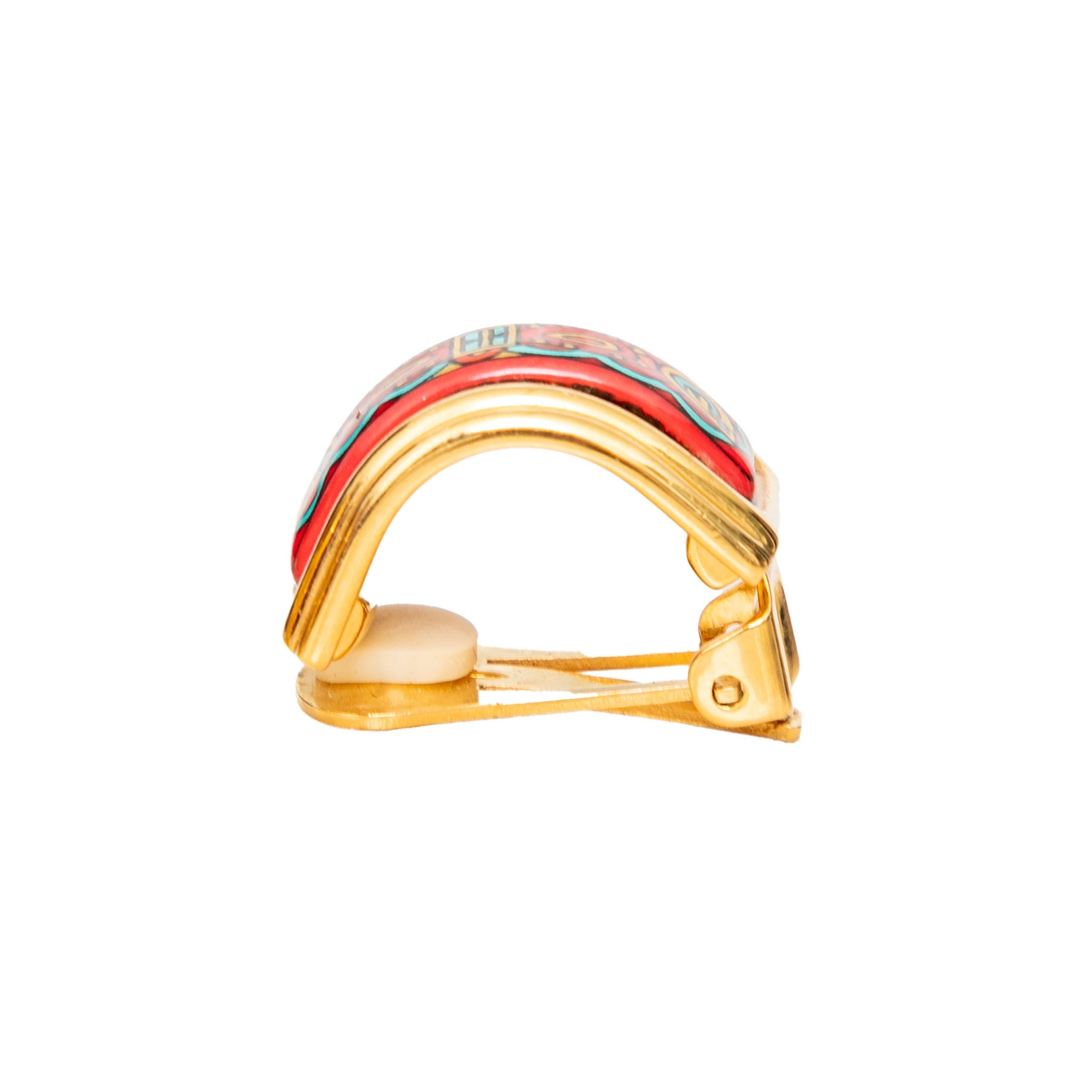 Hermès Printed Enamel Clip On Earrings - '10s 3