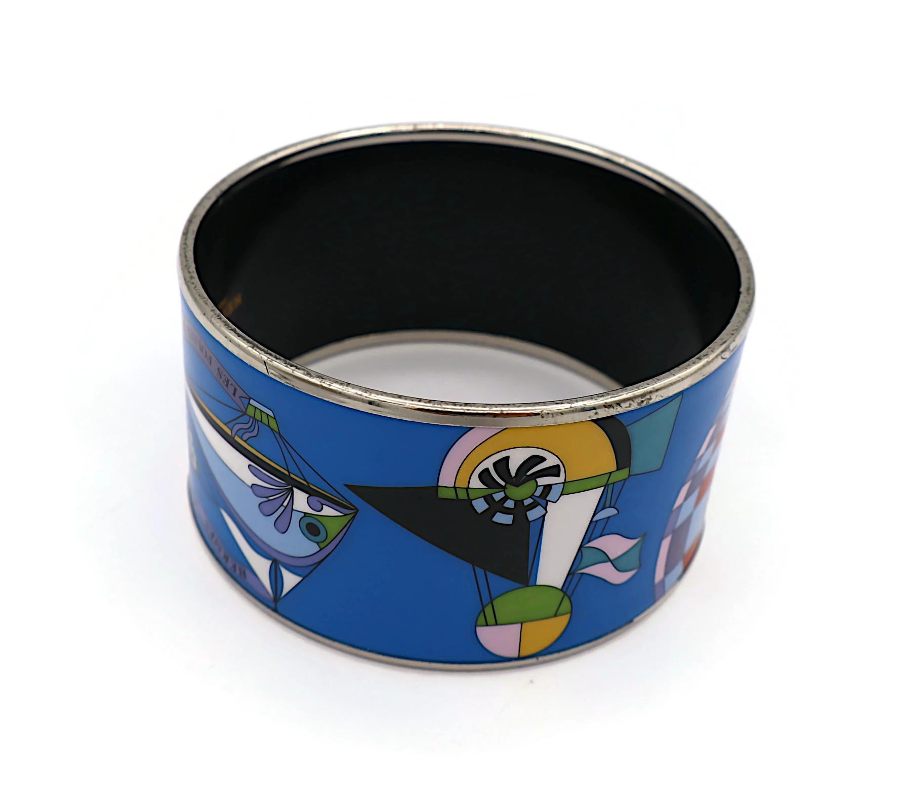 HERMES Gedruckte Emaille-Manschettenarmband Les Folies du Ciel im Angebot 7