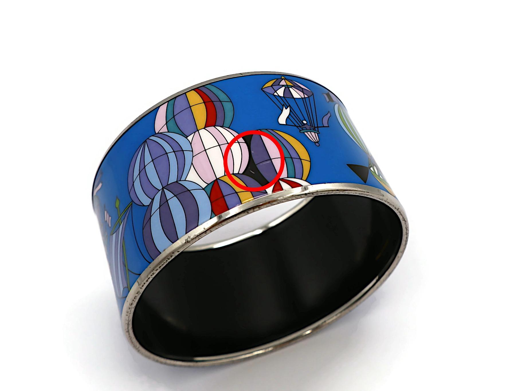 HERMES Gedruckte Emaille-Manschettenarmband Les Folies du Ciel im Angebot 6