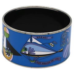 HERMES Printed Enamel Cuff Bracelet Les Folies du Ciel