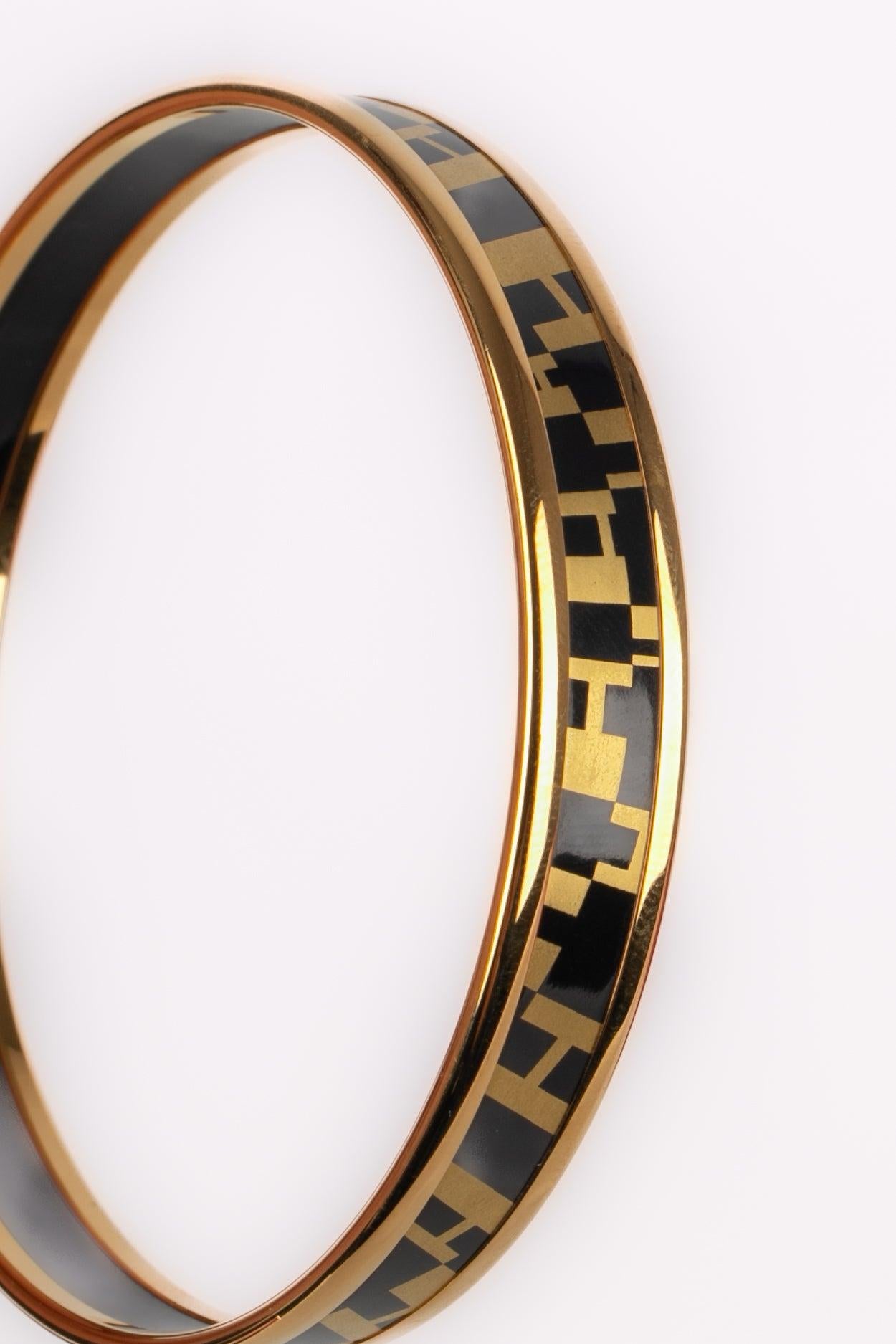 Hermès Printed Enamel Thin Bangle Bracelet OP'H 1