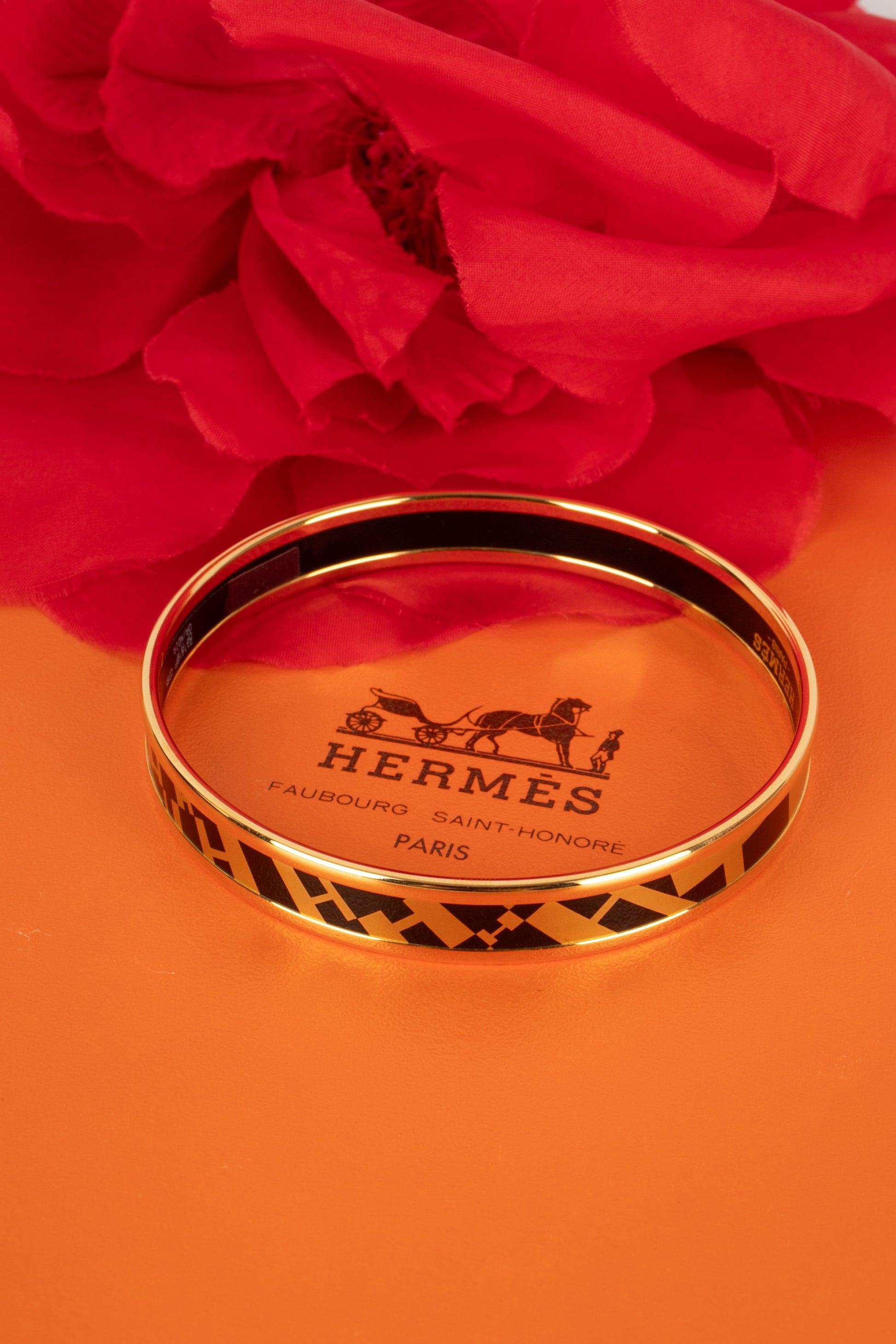 Hermès Printed Enamel Thin Bangle Bracelet OP'H 4
