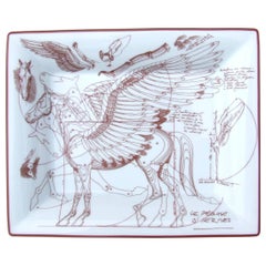 Hermès Porcelaine Imprimée Change Tray Vide-poches Pegase Cheval Aile Horse NIB