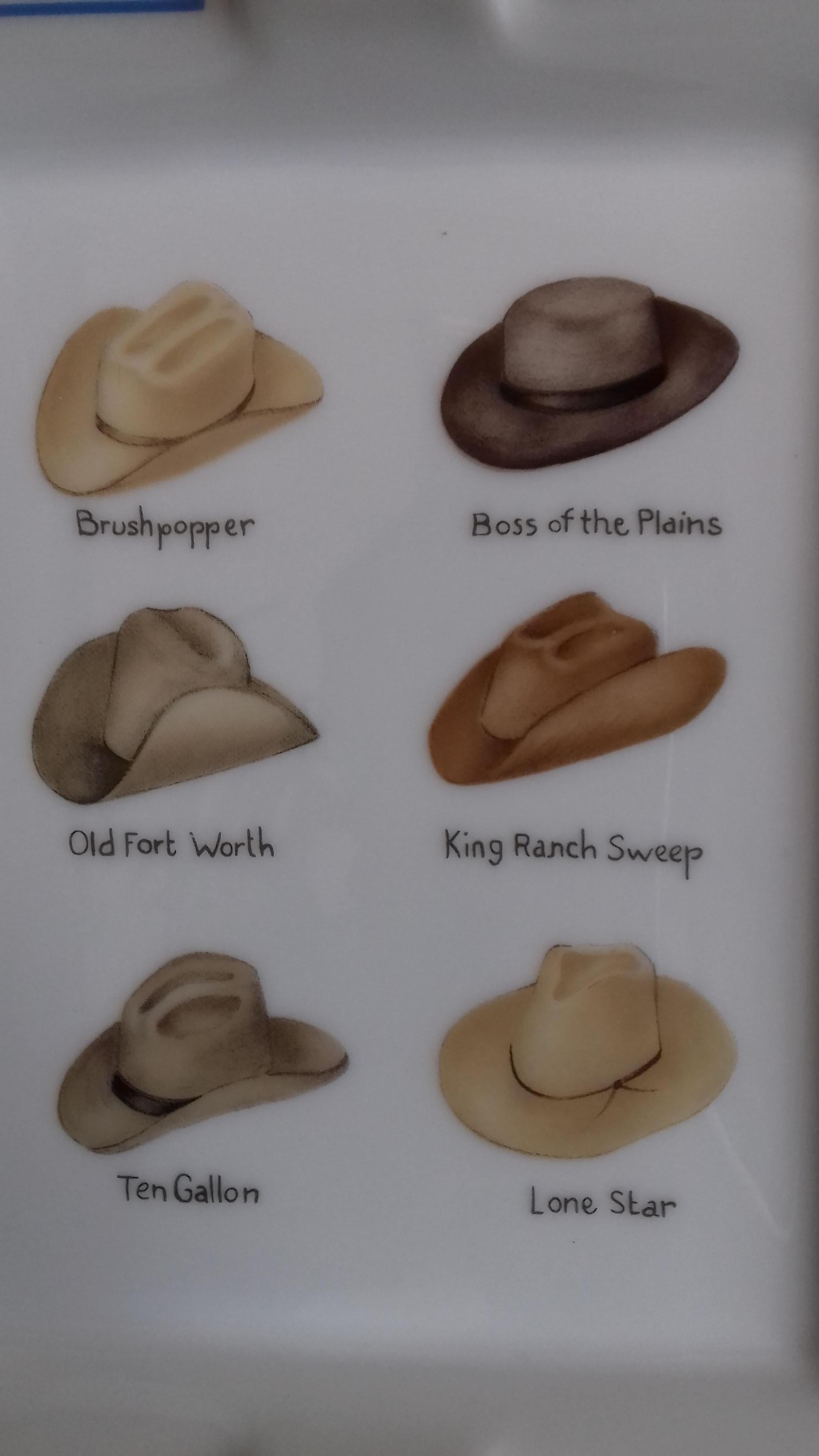 Hermès Printed Porcelain Cigar Ashtray Change Tray Cowboy Hats Rodeo Texas RARE 3