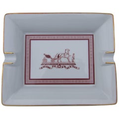 Hermes Printed Porcelain Cigar Ashtray Change Tray Traditional Caleche Logo