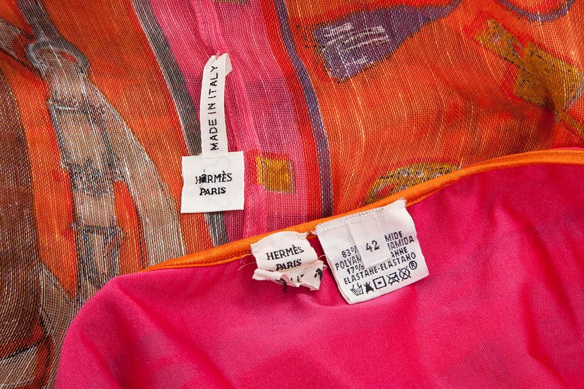Women's Hermes Printed Silk Linen Caftan Jacket 