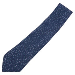 Hermès Bedruckte Seidenkrawatte Marineblau