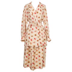 Conjunto de camisa y falda de seda estampada Hermès