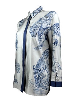 Hermès printed silk shirt leopard jungle