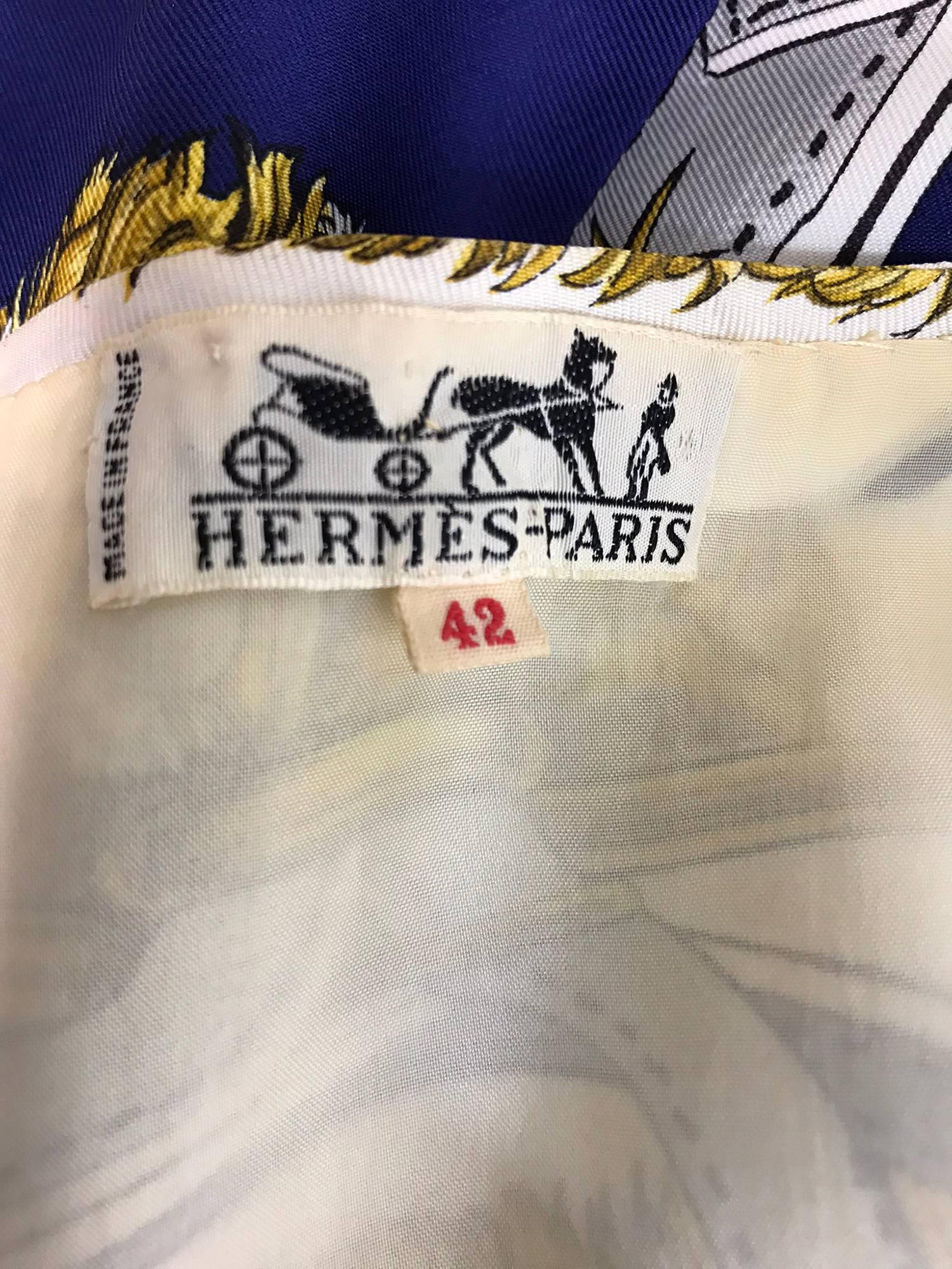 Hermès - Robe fourreau en sergé de soie imprimée, taille 42, années 1970 en vente 5