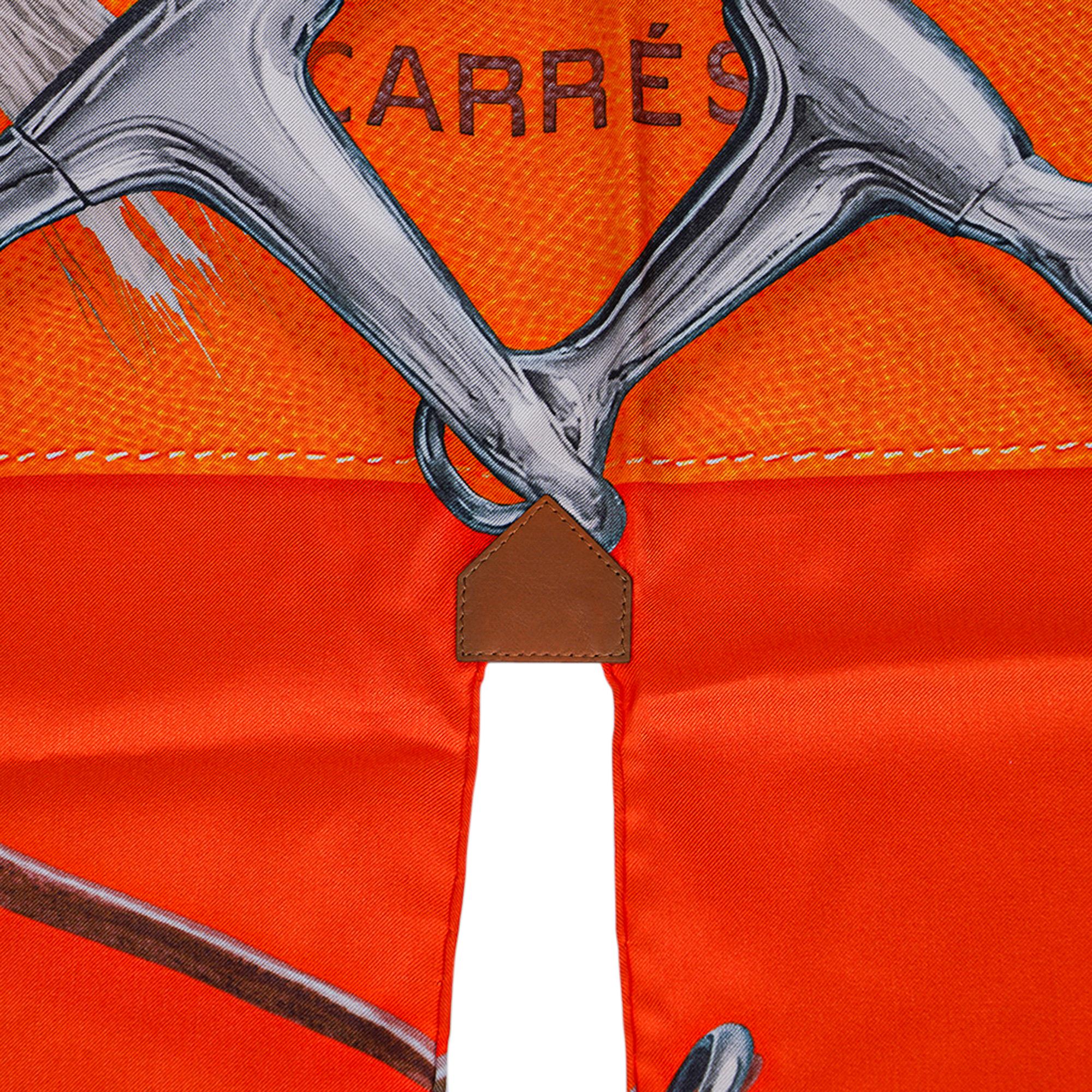 Hermes Projets Carres Poncho Silk Vermillion / Brun 6