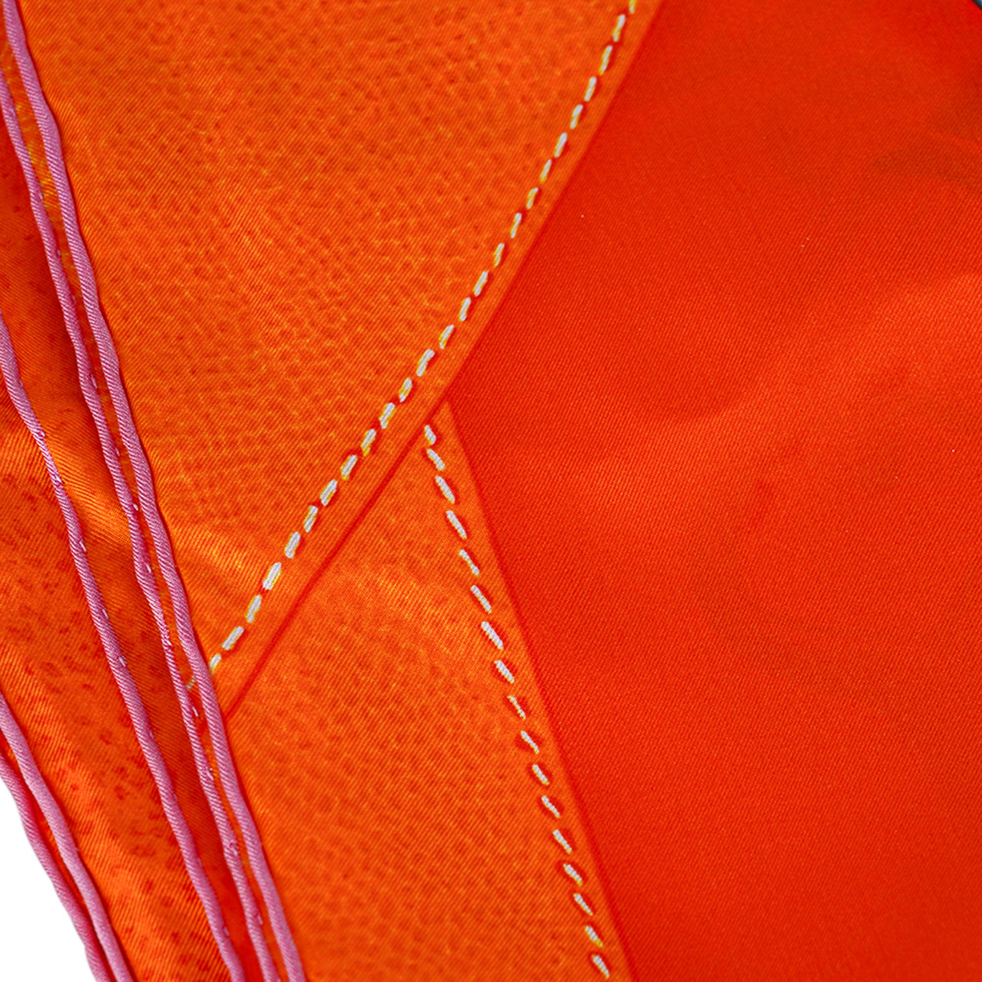 Hermes Projets Carres Poncho Silk Vermillion / Brun 11