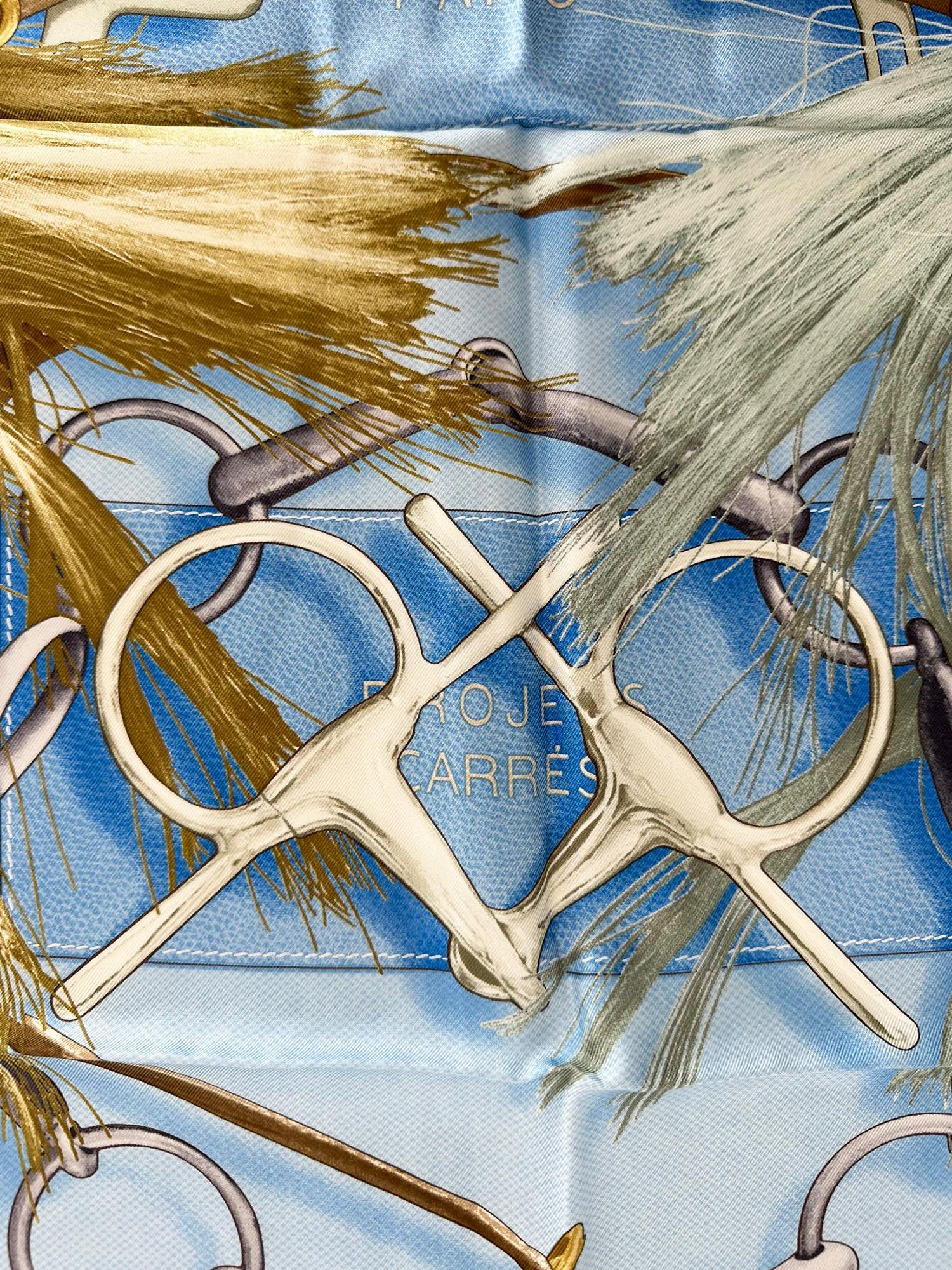 da uomo o donna Sciarpa in twill di seta Hermès Projets Carrés disegnata da Henri D'Origny 35