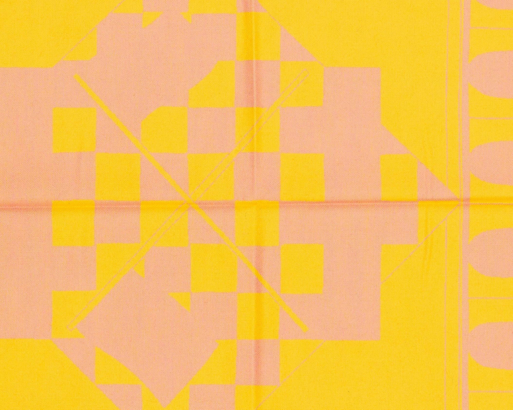 Hermes  Promenade Au Faubourg - Coperta a quadri - con frange giallo salmone - &New in vendita 5