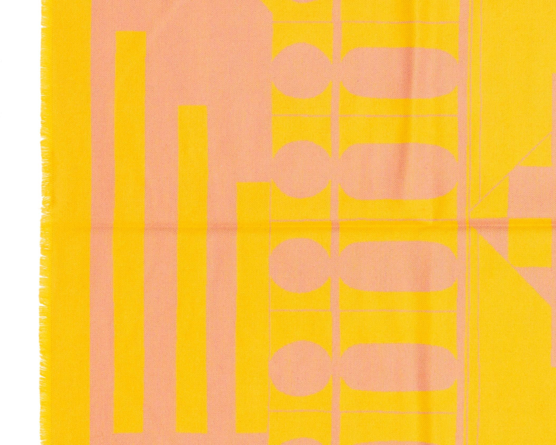 Hermes  Promenade Au Faubourg - Coperta a quadri - con frange giallo salmone - &New in vendita 6
