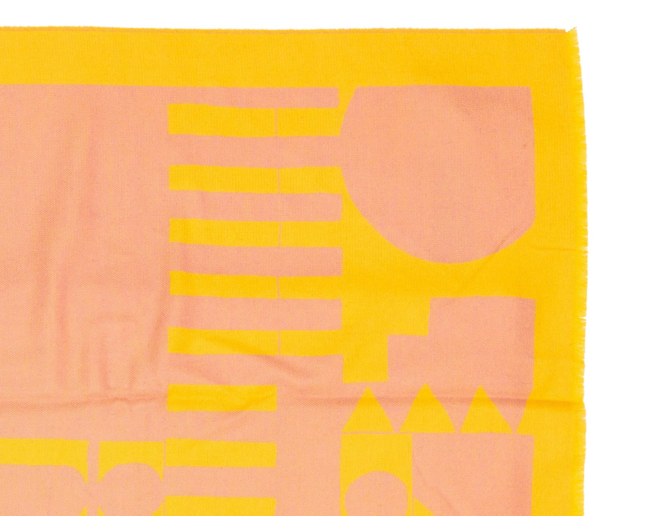 Hermes  Promenade Au Faubourg - Coperta a quadri - con frange giallo salmone - &New in vendita 7