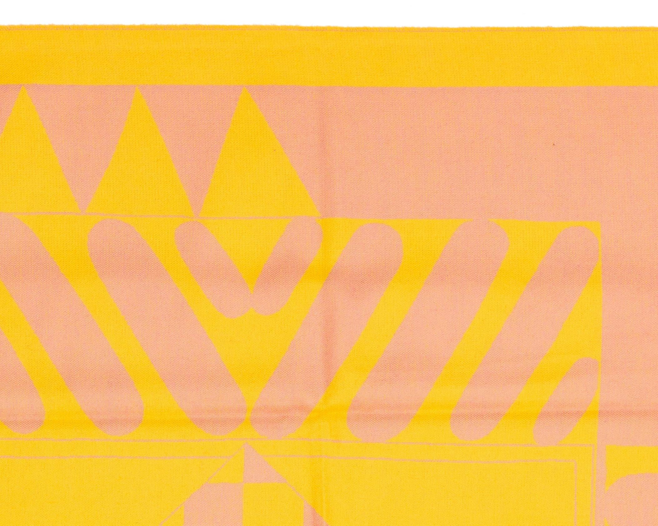 Hermes  Promenade Au Faubourg - Coperta a quadri - con frange giallo salmone - &New in vendita 8