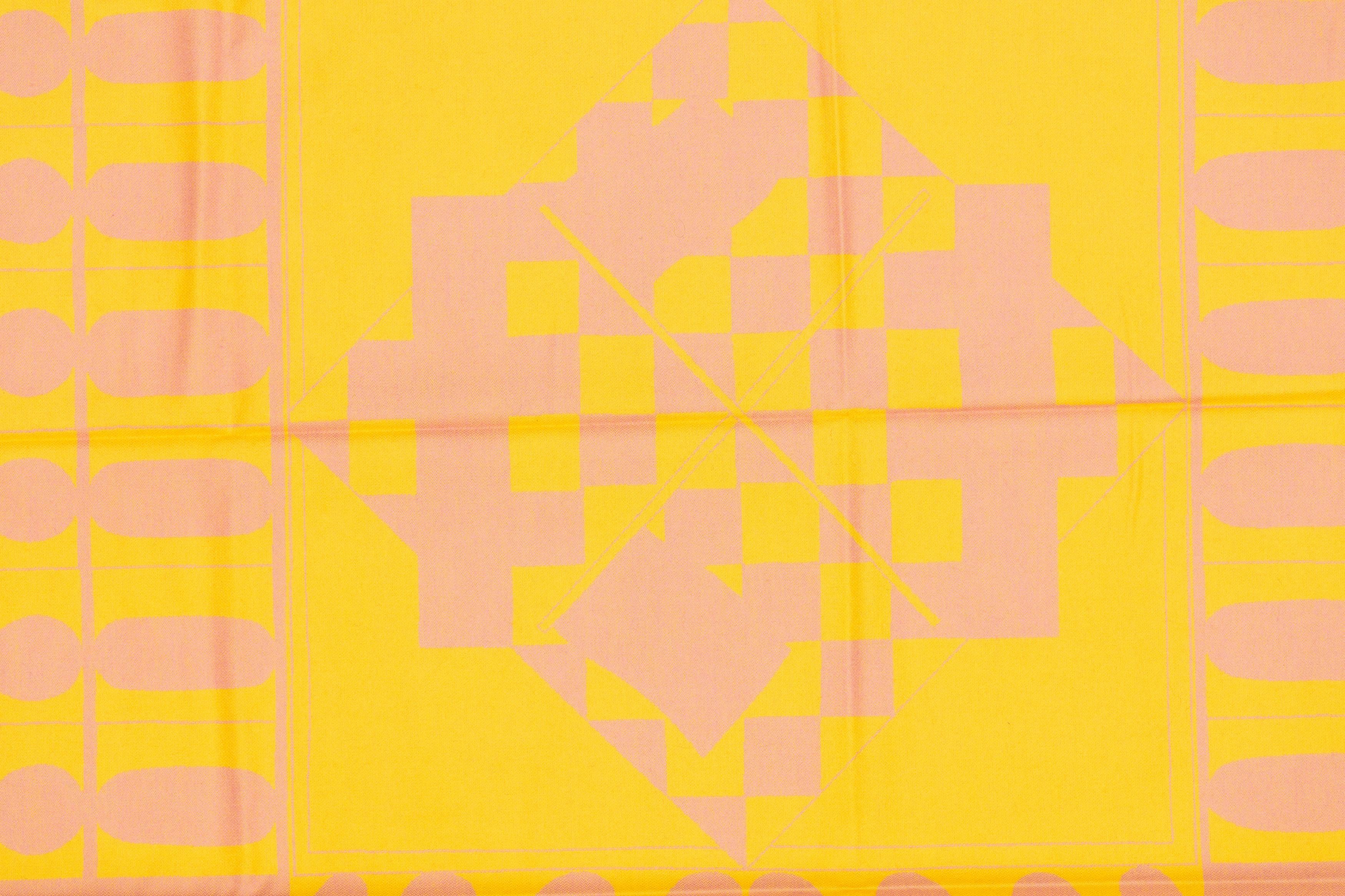 Giallo Hermes  Promenade Au Faubourg - Coperta a quadri - con frange giallo salmone - &New in vendita