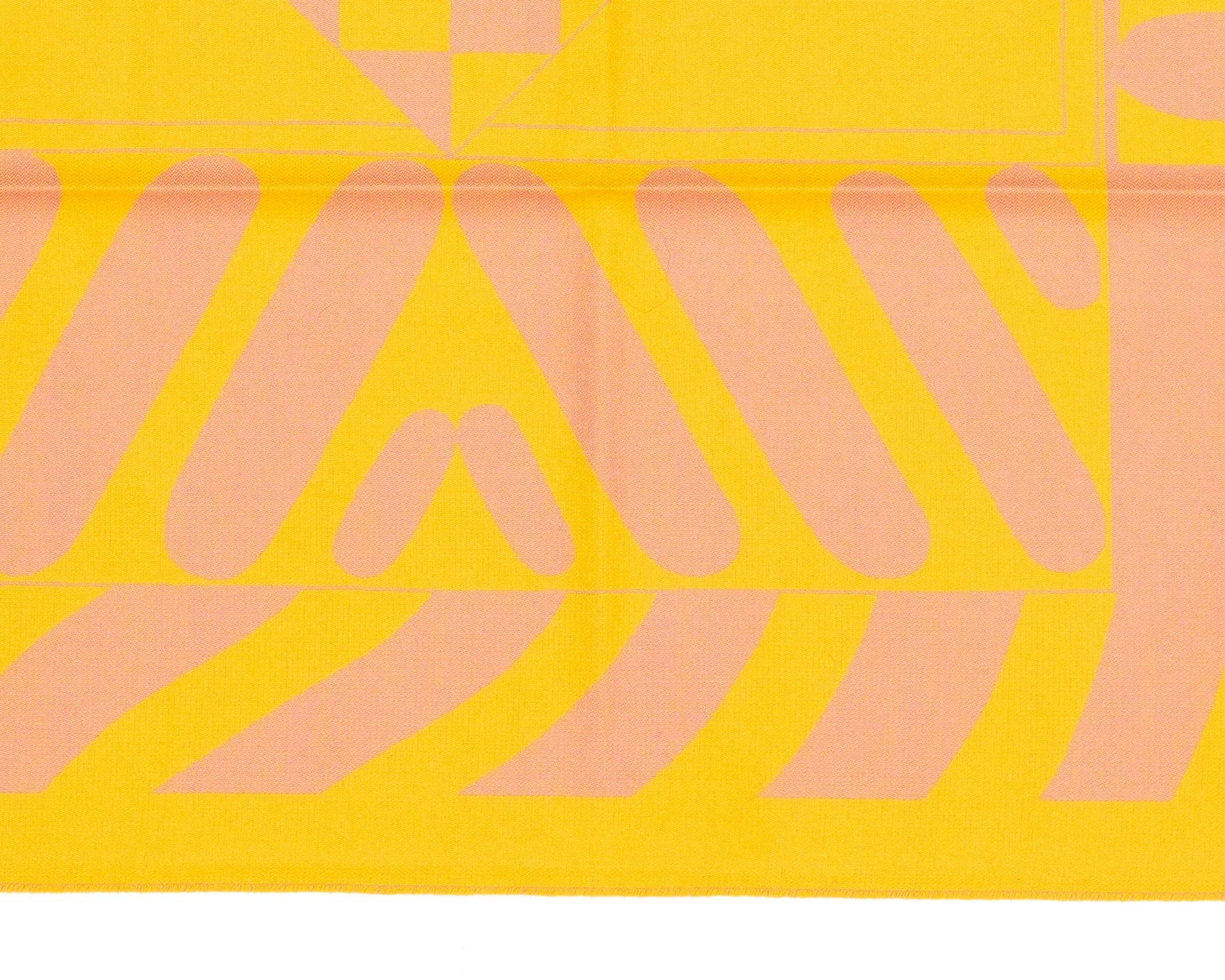 Hermes  Promenade Au Faubourg - Coperta a quadri - con frange giallo salmone - &New in vendita 2