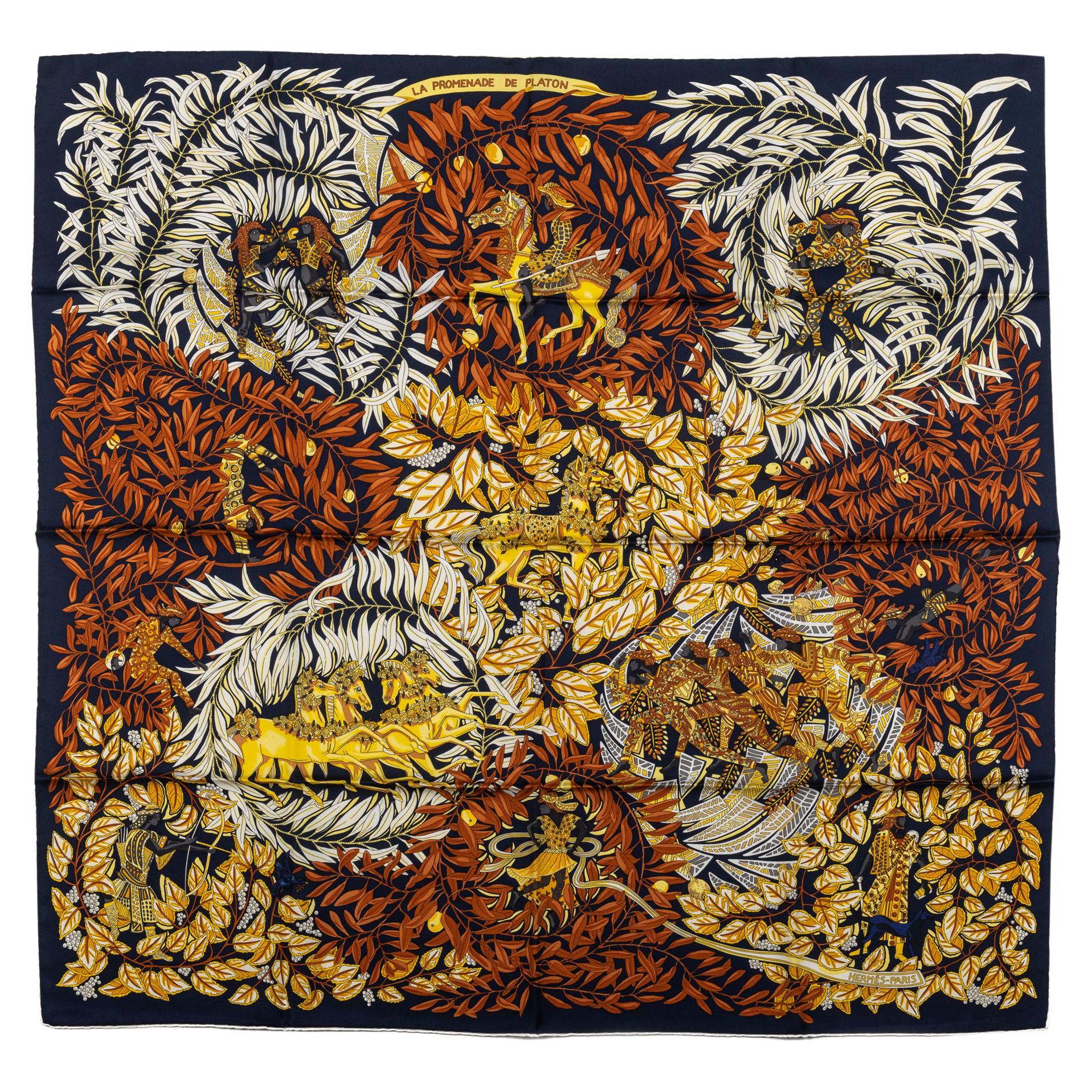 Hermes Promenade Brown Silk Scarf For Sale