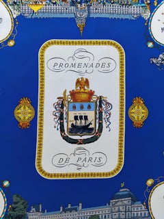 Hermès Promenades de Paris Silk Scarf Ledoux Noir Bleu Nuit 70 cm