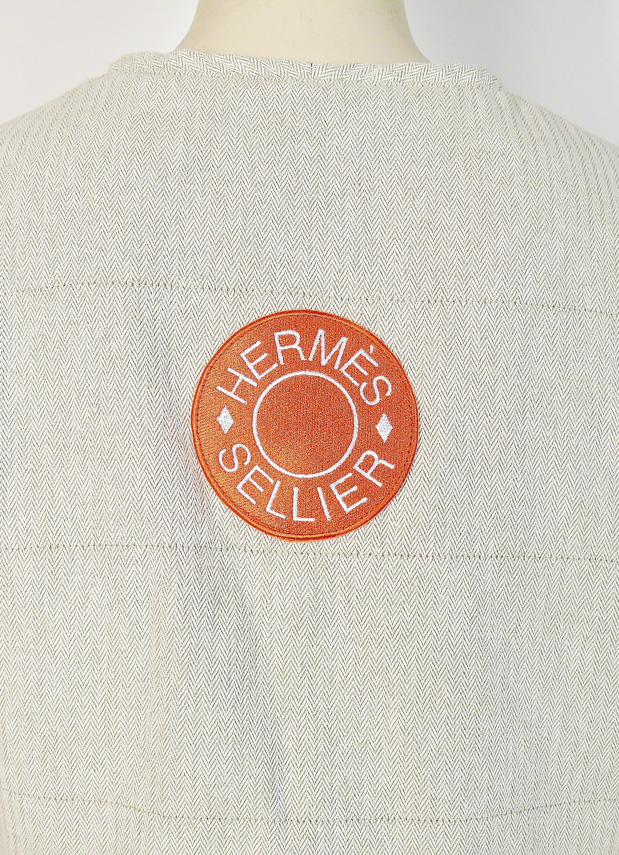 Hermès Promotional Beige Herringbone Canvas Vest Size M 1