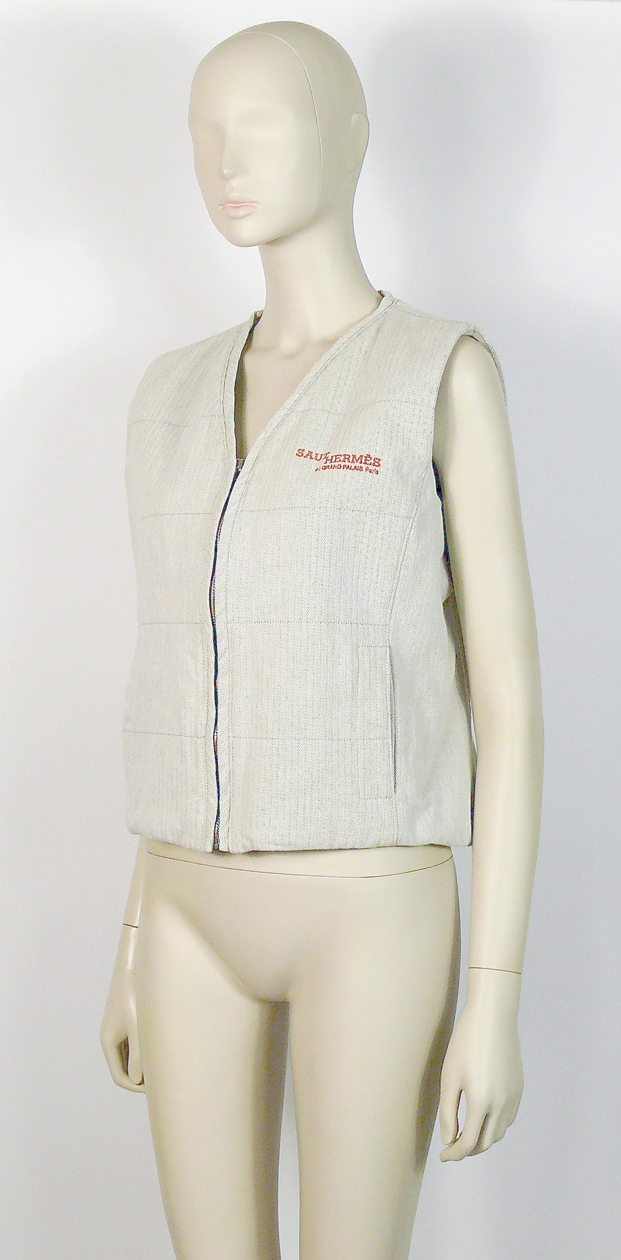 Hermès Promotional Beige Herringbone Canvas Vest Size M 2