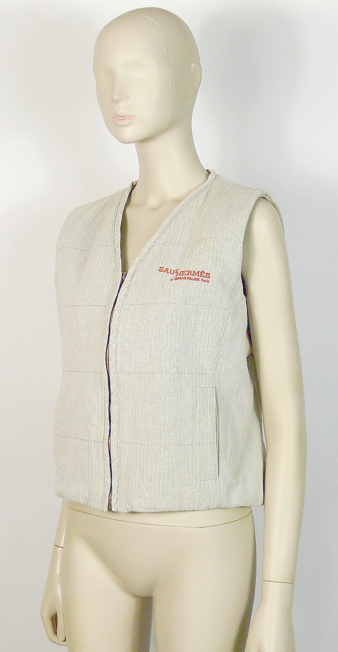 Hermès Promotional Beige Herringbone Canvas Vest Size M 3