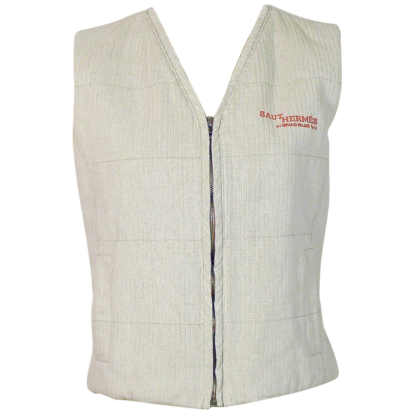 Hermès Promotional Beige Herringbone Canvas Vest Size M