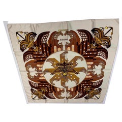 Pañuelo de seda HERMES "Proues" Diseñado por Philippe Ledoux en 1973