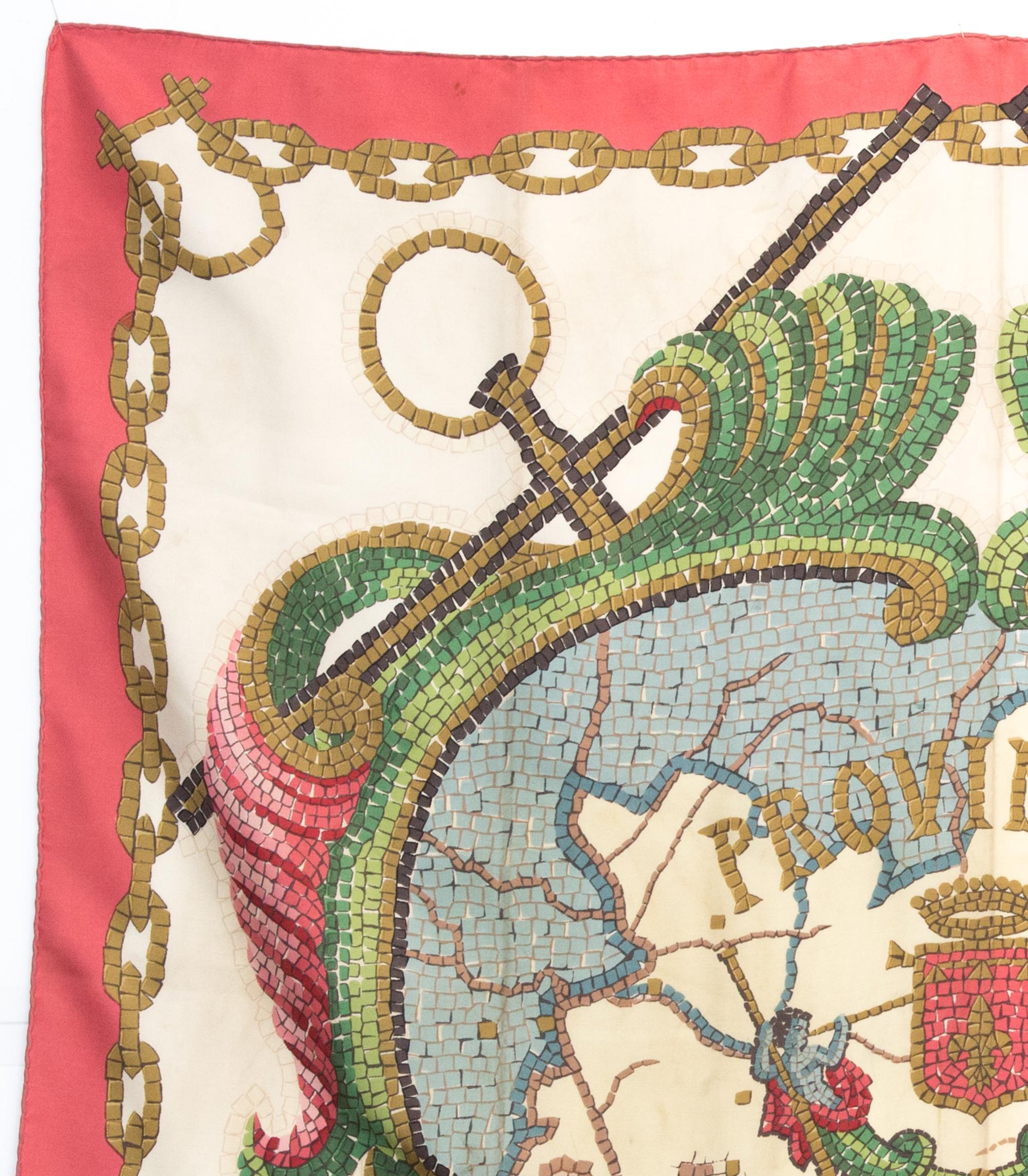 Beige Sciarpa di seta Hermes Provincia o Provence by Hugo Grygkar in vendita