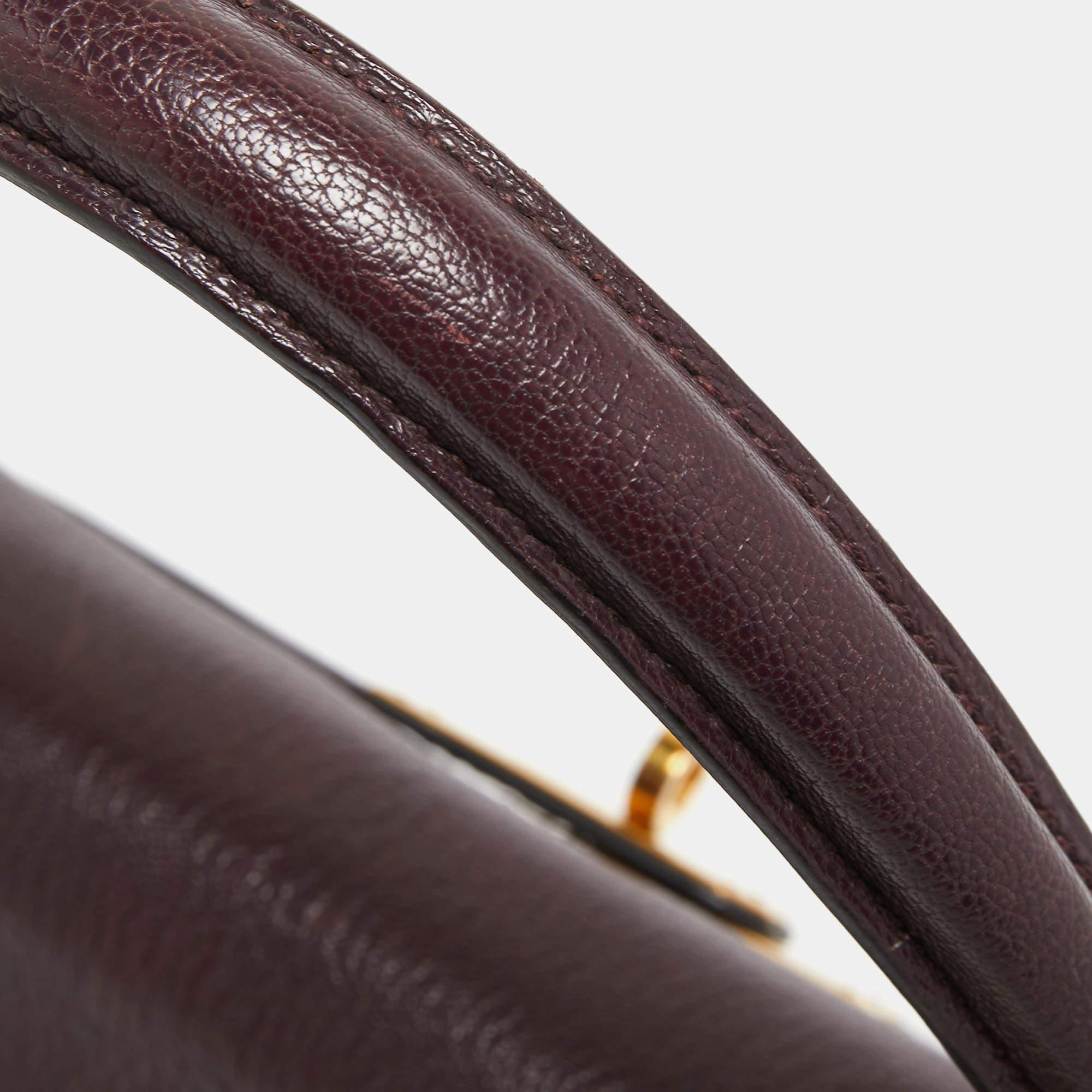 Hermès Prune Chevre De Coromandel Leather Gold Finish Kelly Retourne 35 Bag 6
