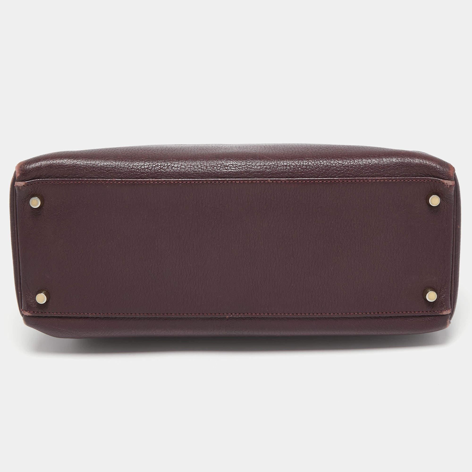 Hermès Prune Chevre De Coromandel Leather Gold Finish Kelly Retourne 35 Bag 1