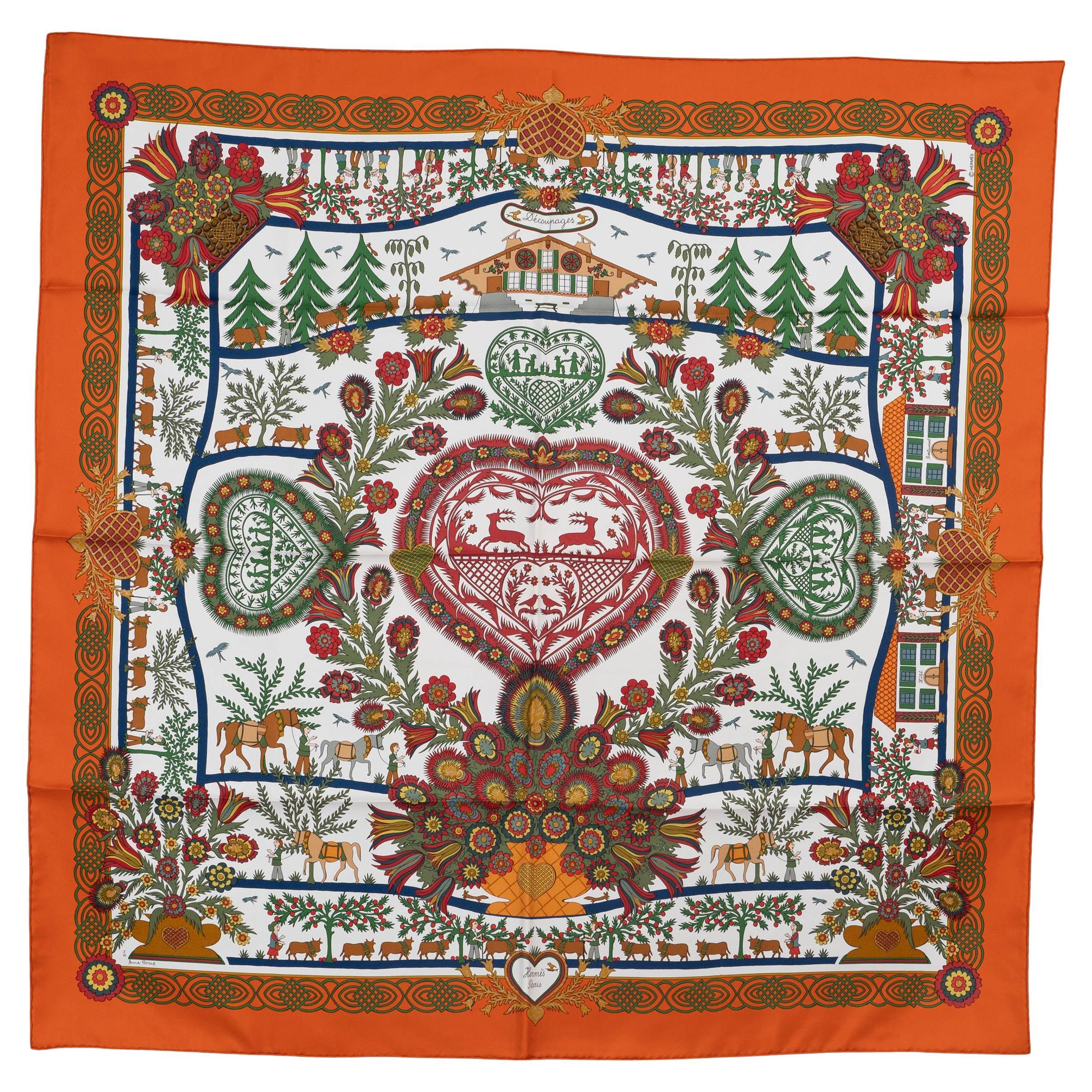 HERMES Kürbisseide DECOUPAGES 90 TWILL Schal