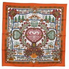 Bufanda HERMES calabaza seda DECOUPAGES 90 TWILL