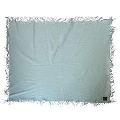 Retro Hermès Pure Cashmere Blue Stripes Blanket - 110 x 115 cm (43.3 x 45.2 inches)