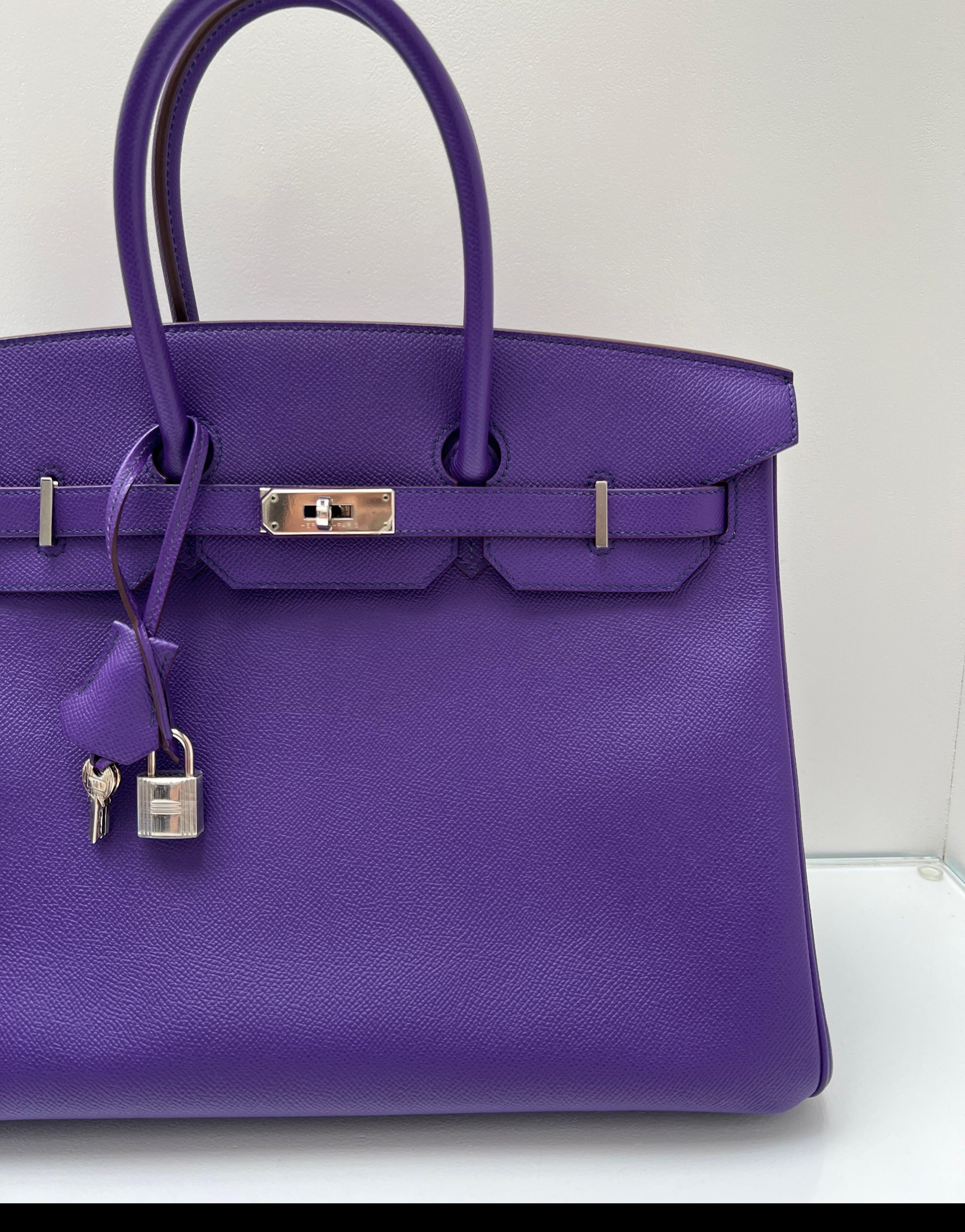 Hermes Lila Birkin 35 Tasche im Angebot 13
