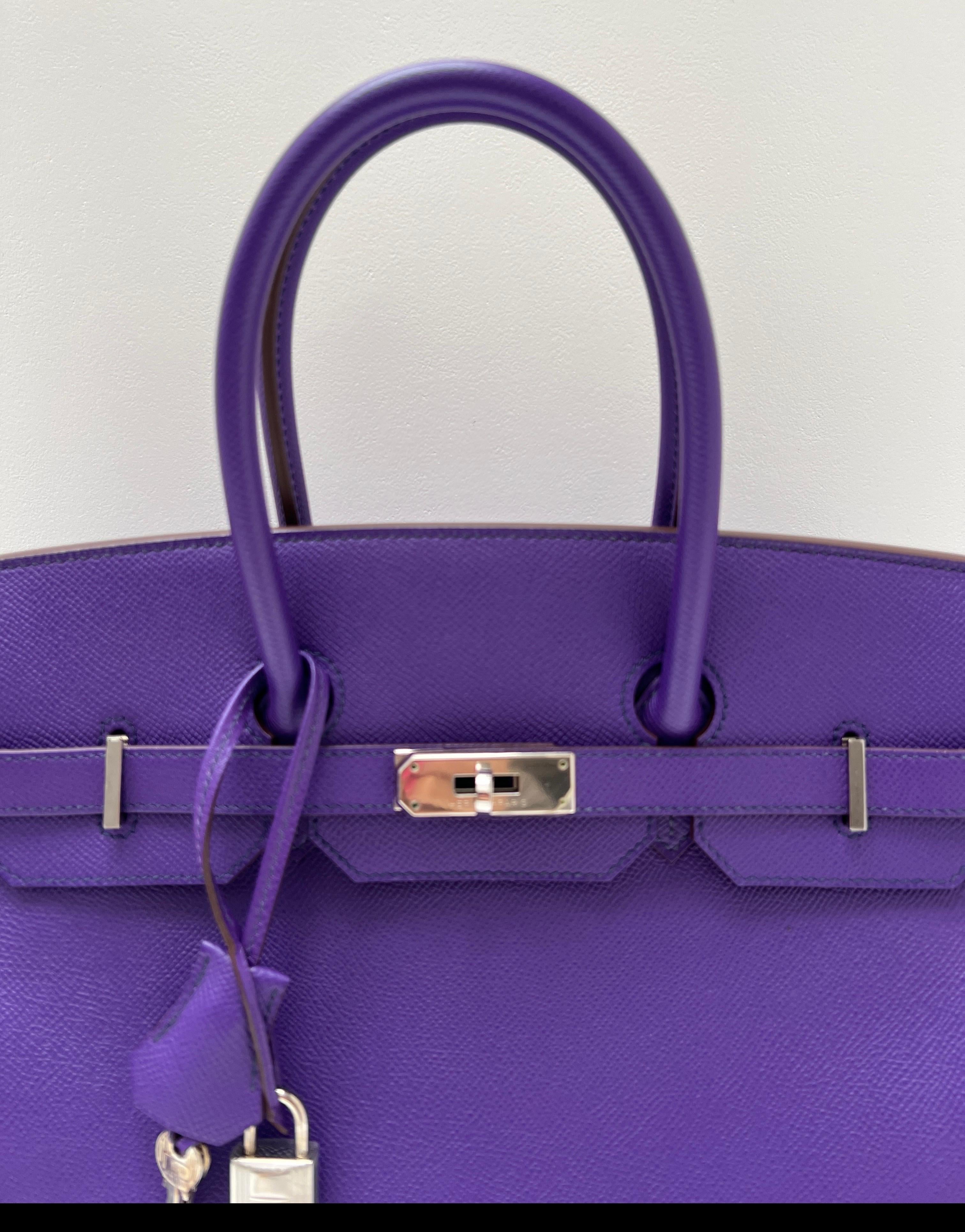 Hermes Lila Birkin 35 Tasche im Angebot 14