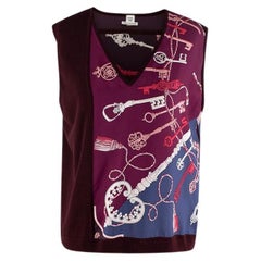 Hermes Purple & Blue Keys Print Silk & Knit Vest - Size 8US